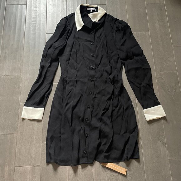 NWT Reformation Scheana Shirt Collar Dress Size 6 Black - Picture 2 of 2